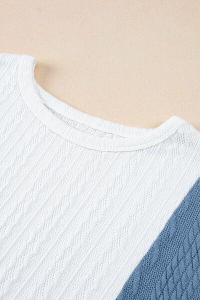 Textured Color Block T Shirt - Clothes For Her Online Store