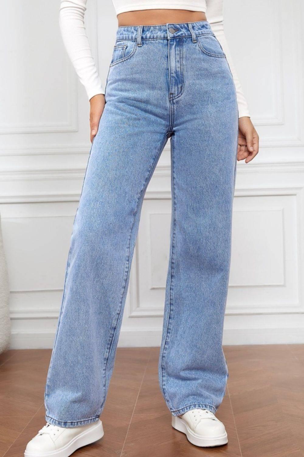 High Waist Straight Jeans - Clothes For Her Online Store