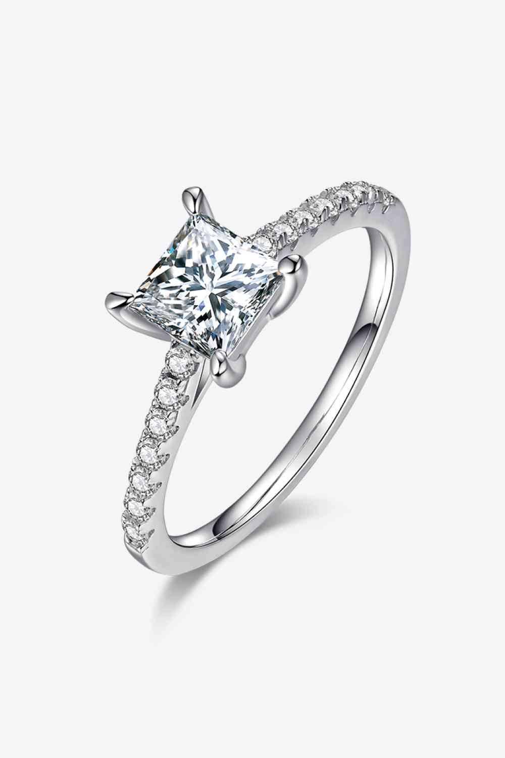1.21 Carat Moissanite 925 Sterling Silver Side Stone Ring - Clothes For Her Online Store