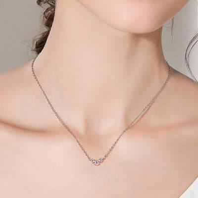 925 Sterling Silver Inlaid Moissanite Necklace - Clothes For Her Online Store