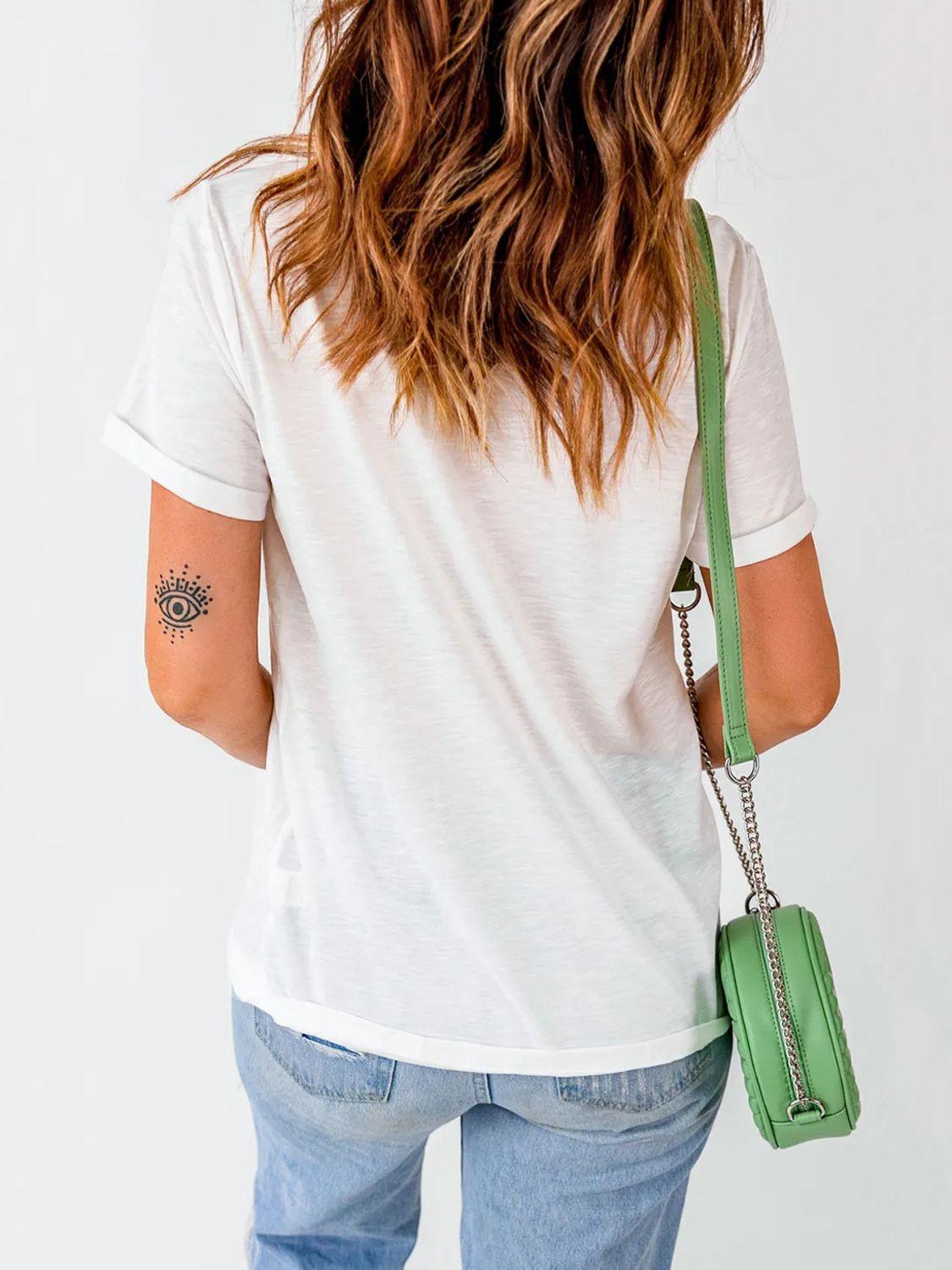 Perfee Round Neck Short Sleeve T-Shirt - Clothes For Her Online Store