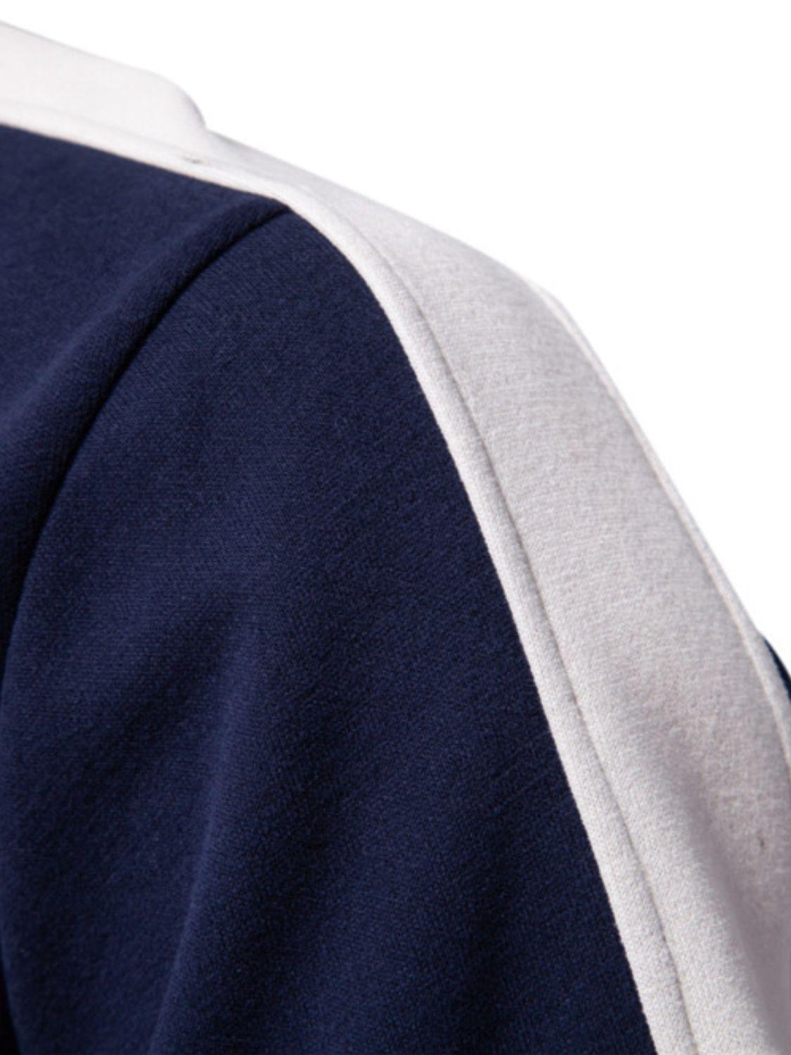Men's Contrast Striped Long Sleeve Sweatshirt - Clothes For Her Online Store
