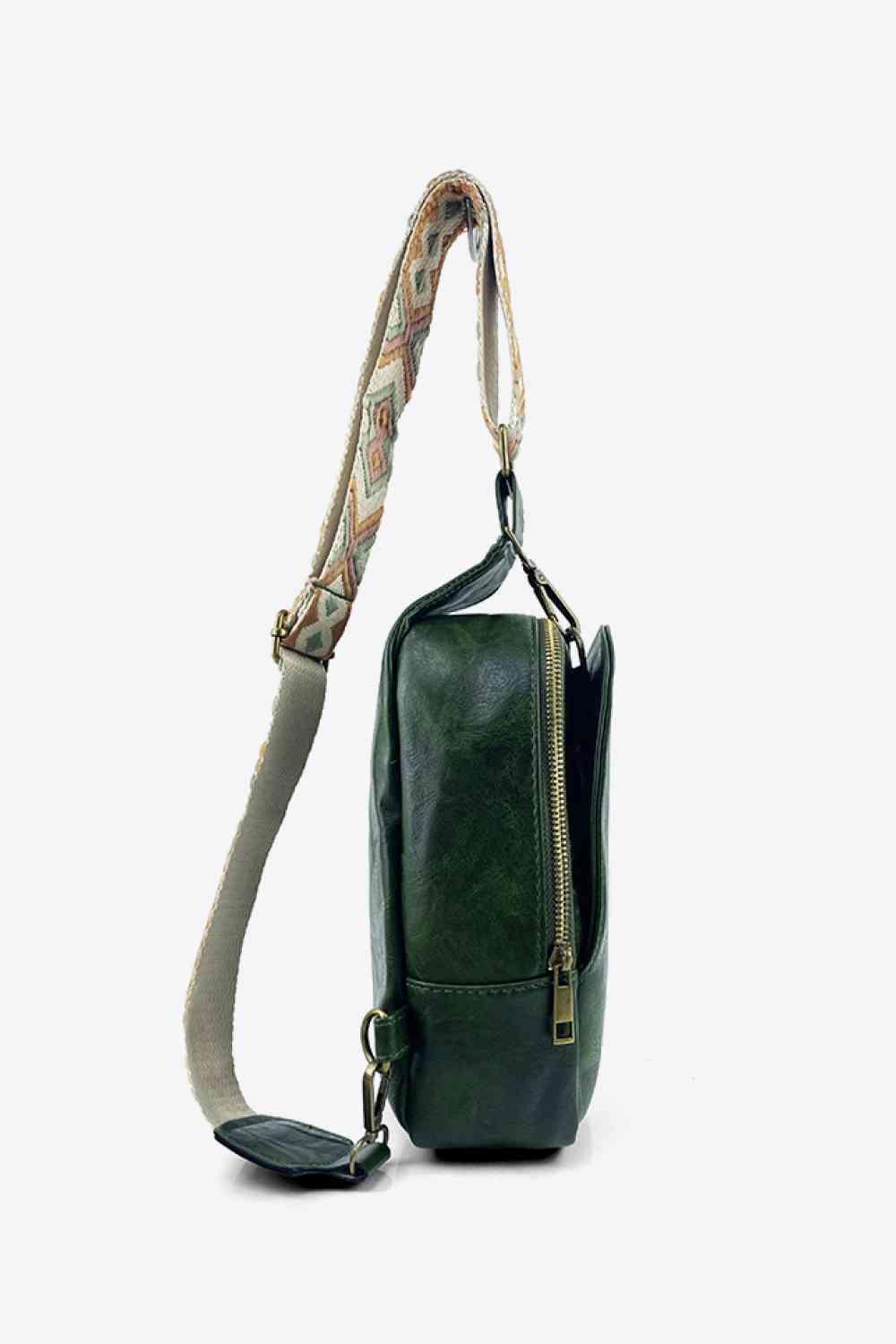 Random Pattern Adjustable Strap PU Leather Sling Bag - Clothes For Her Online Store