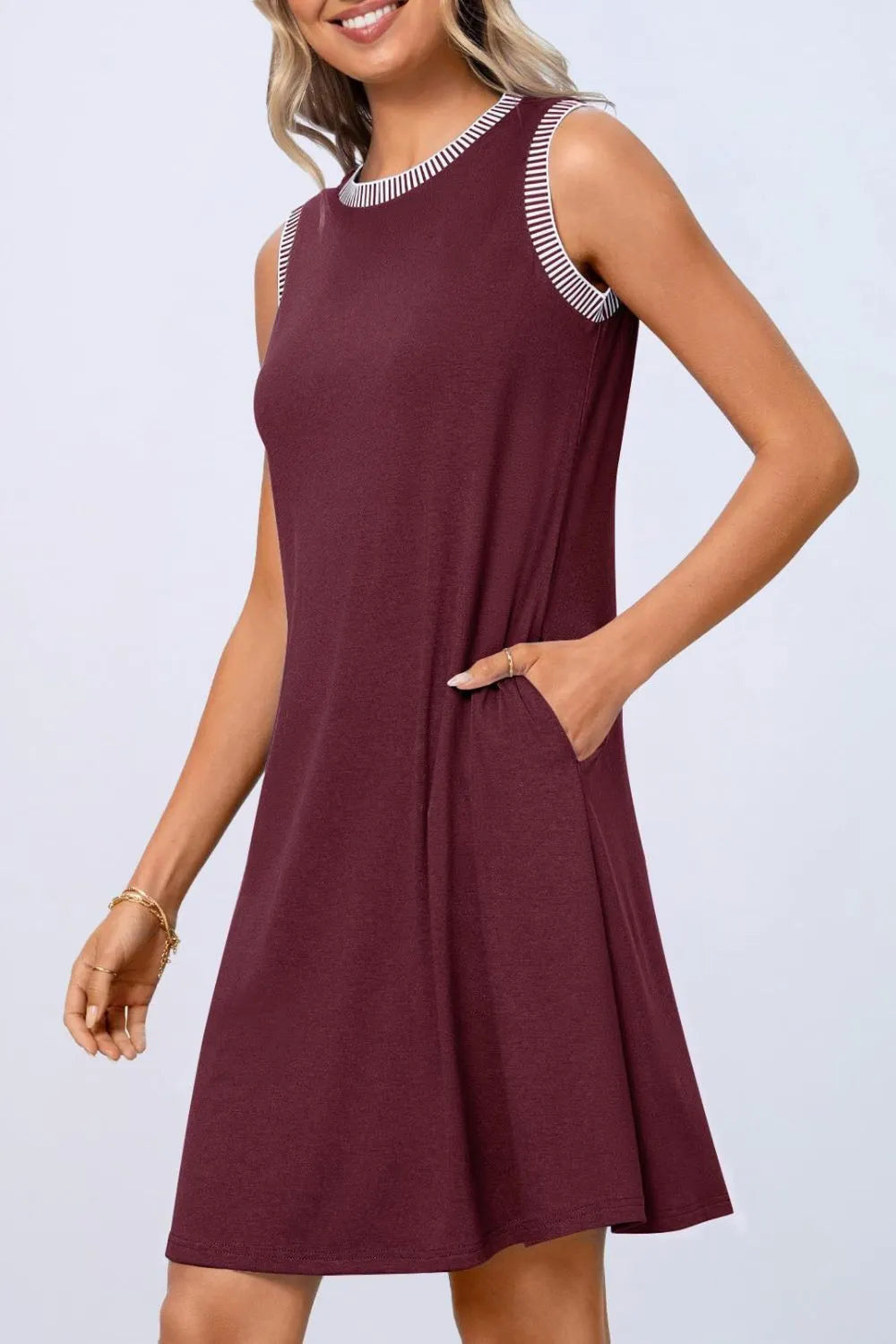 Round Neck Sleeveless Mini Tank Dress