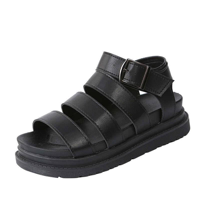 Peep Toe Buckle Platform Sandals - Clothes For Her Online Store