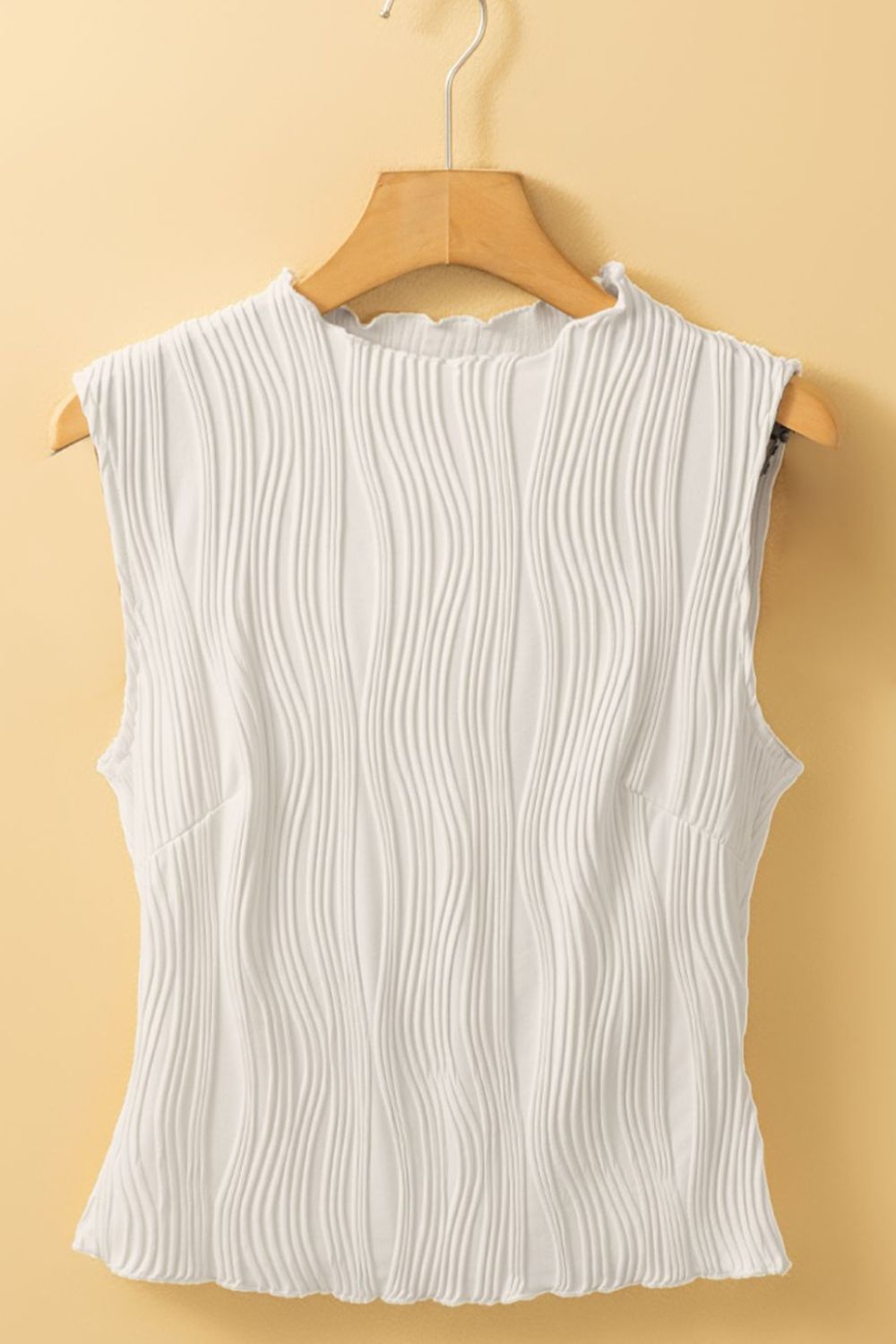Wavy Textured Mock Neck Tank - Clothes For Her Online Store