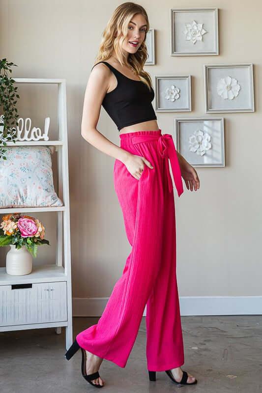 Heimish Full Size Front Tie Pants with Paperbag Waistband Plus Size - Clothes For Her Online Store