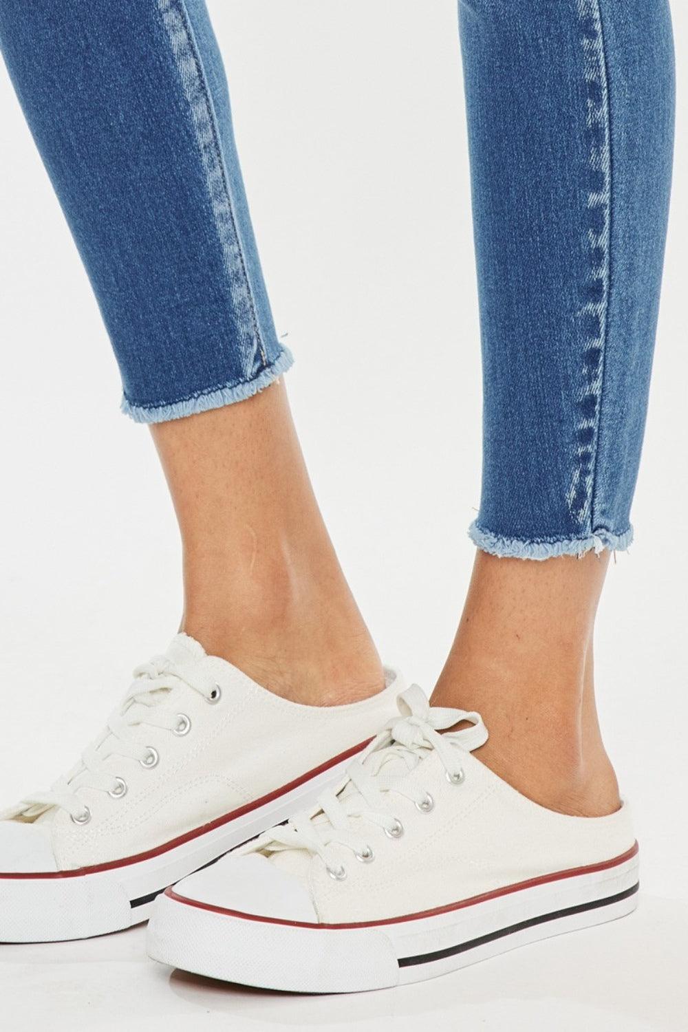 Kancan Distressed Raw Hem High Waist Jeans - Clothes For Her Online Store