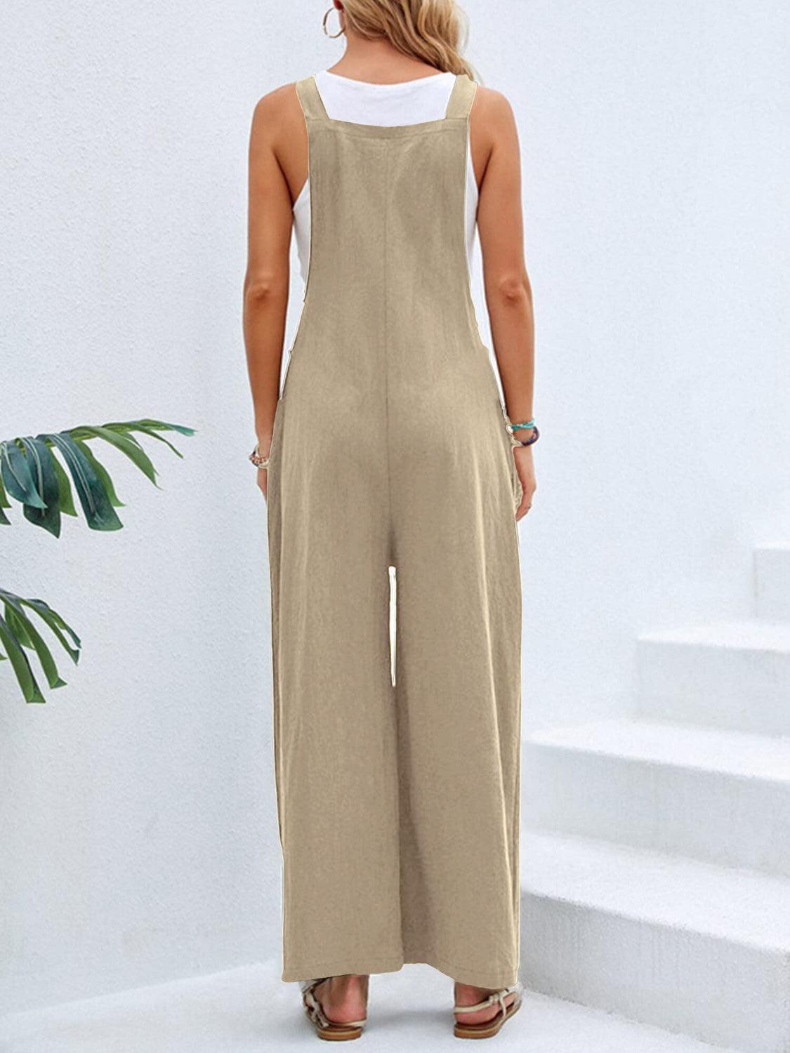 Full Size Square Neck Wide Strap Overalls - Clothes For Her Online Store