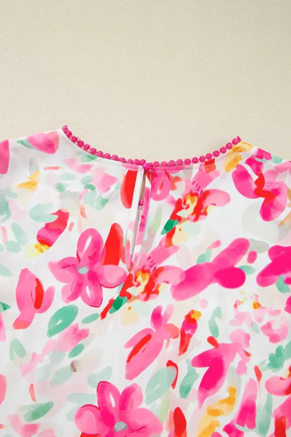 Floral Print Ruffle Sleeve Round Neck Blouse - Clothes For Her Online Store