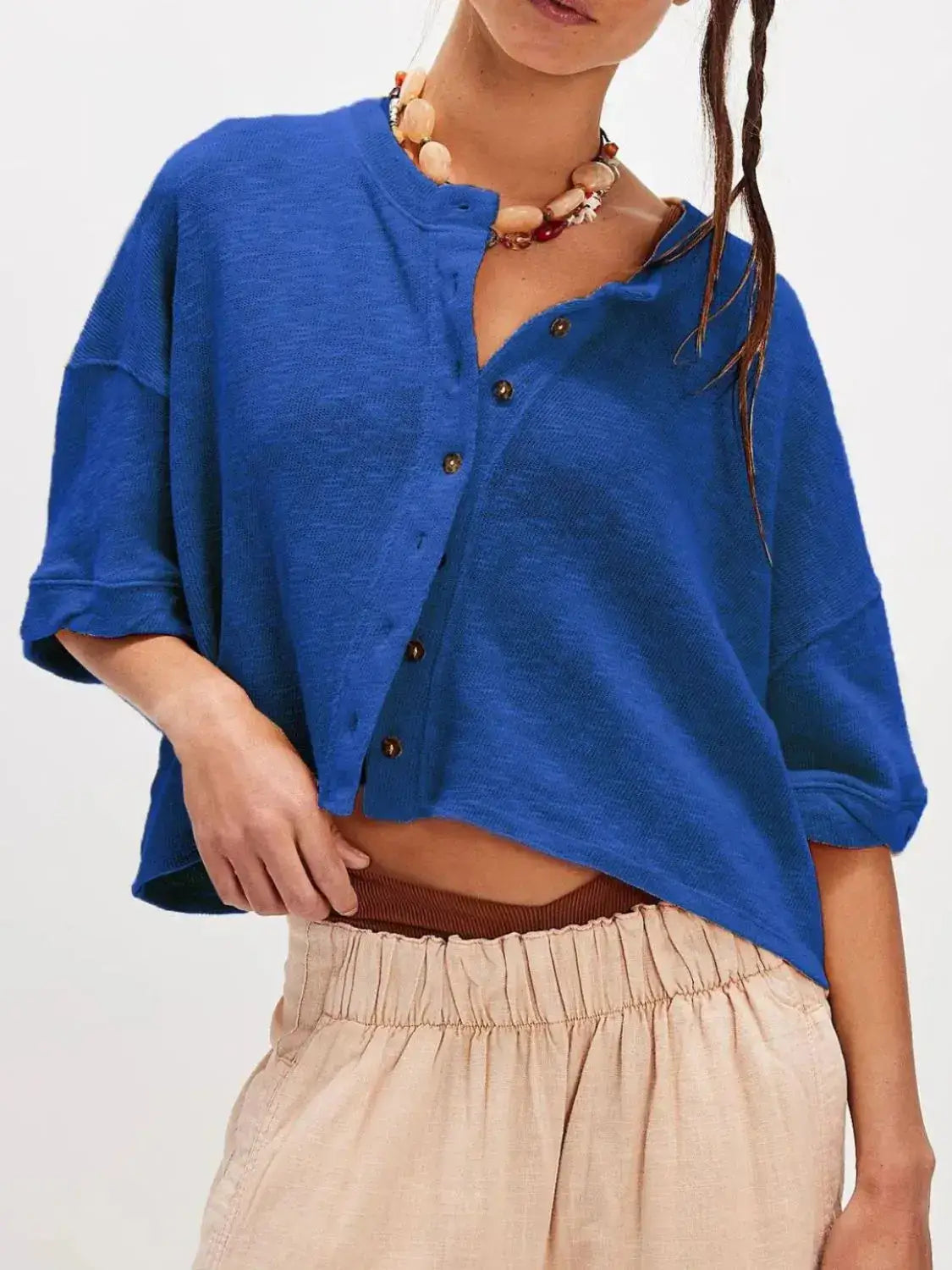 Button Down Half Sleeve Shirt - Clothes For Her Online Store