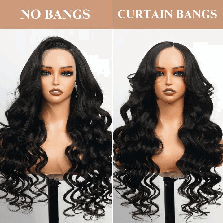 250% Density 13x4 Full Lace Human Hair Wigs With Curtain Bangs Hd Lace Front Wigs Glueless Curly Wigs Human Hair Lace Front - Clothes For Her Online Store