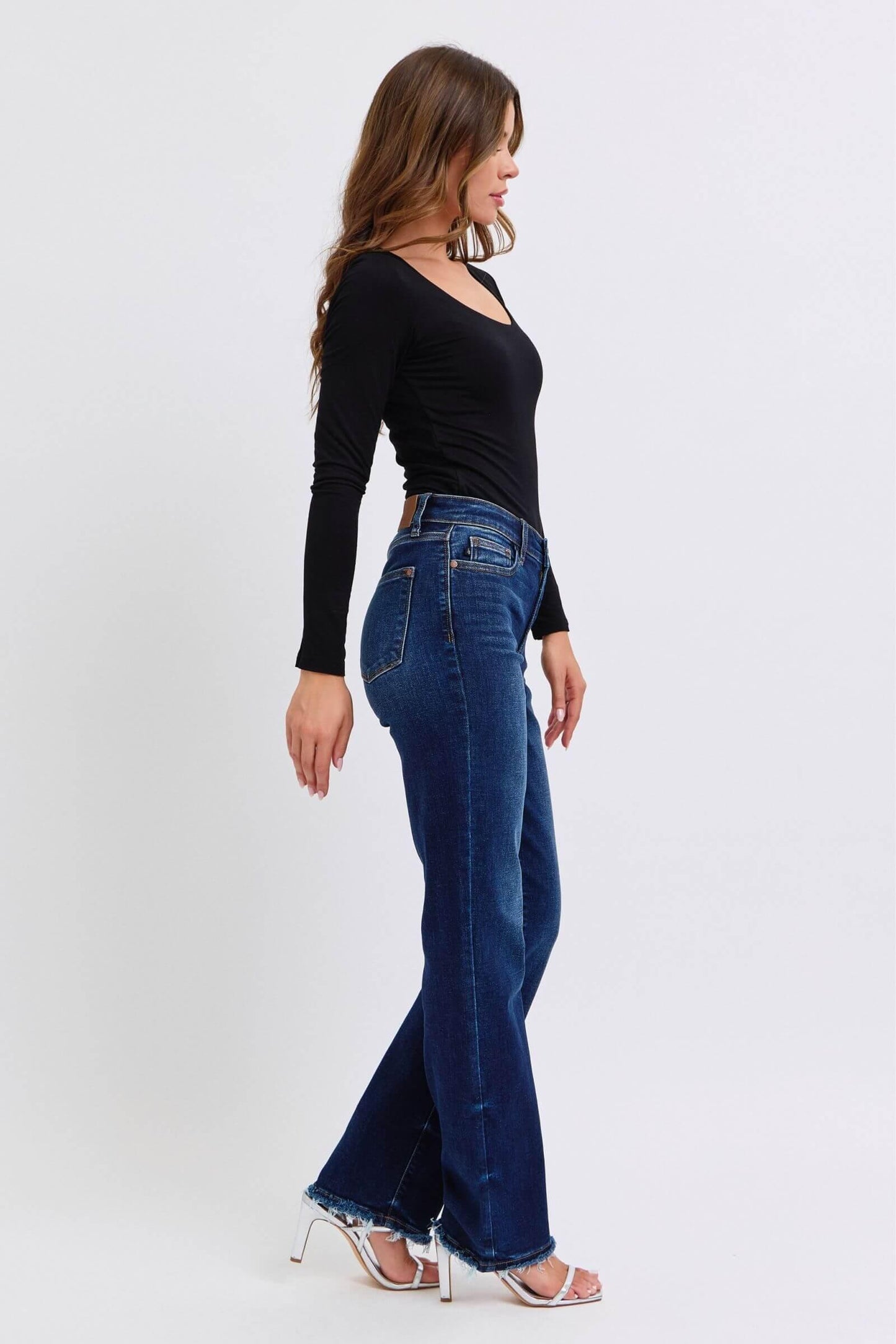 Judy Blue Full Size Raw Hem Straight Leg Jeans - Clothes For Her Online Store