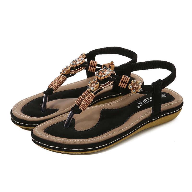 PU Leather Toe Post Flats Sandals - Clothes For Her Online Store