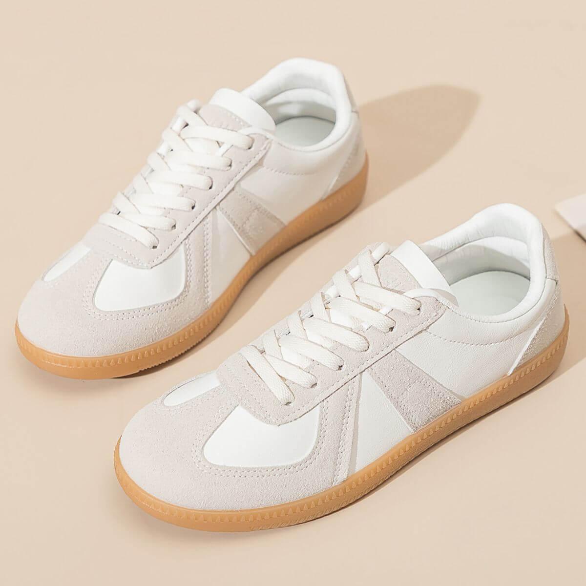 Lace Up Round Toe Flat Sneakers - Clothes For Her Online Store