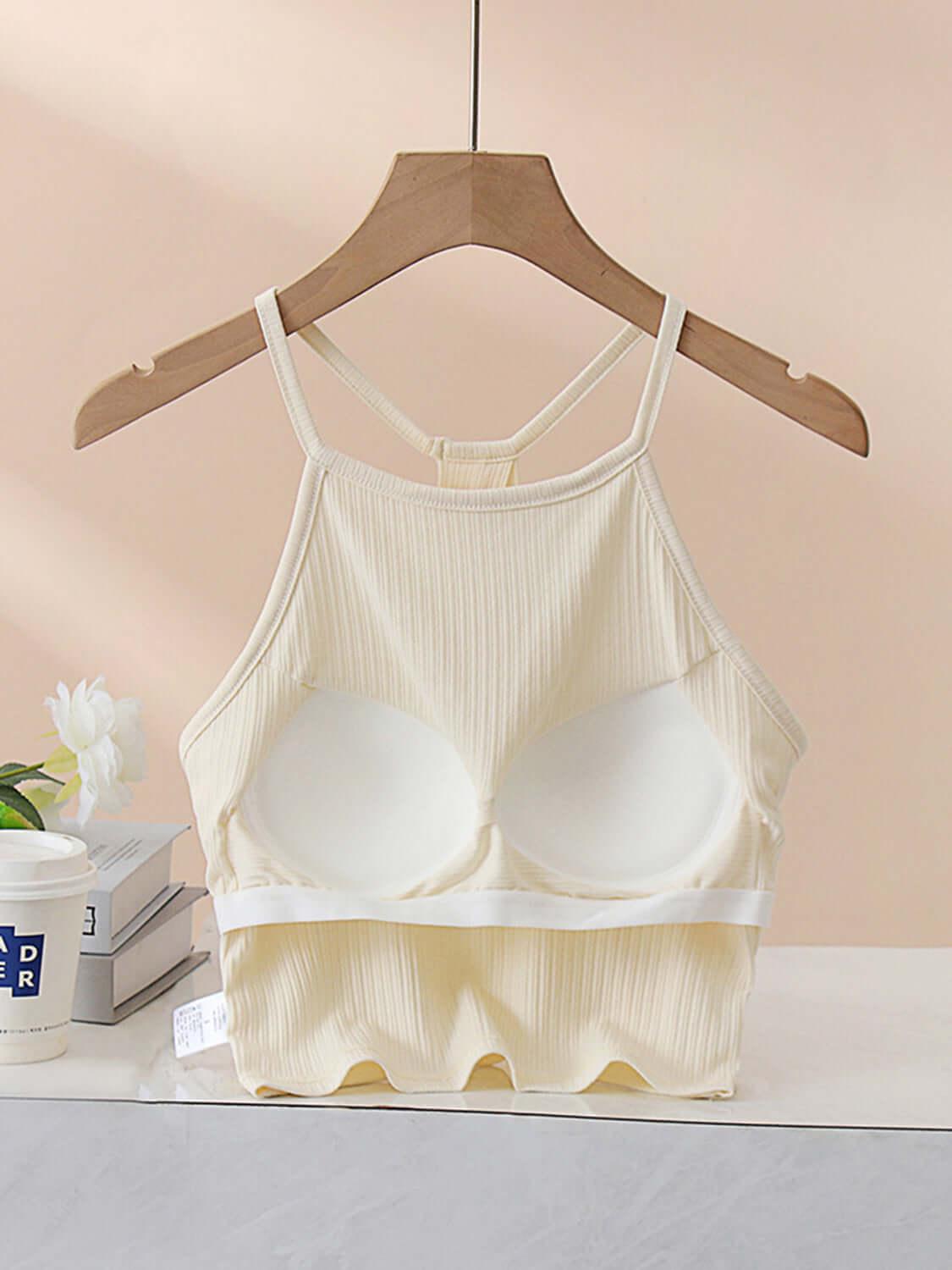 Grecian Neck Cropped Tank with Chest Pads - Clothes For Her Online Store