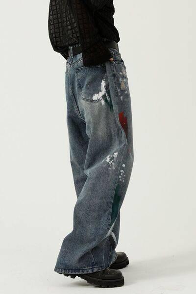 Washed Distressed Wide-Leg Jeans - Clothes For Her Online Store