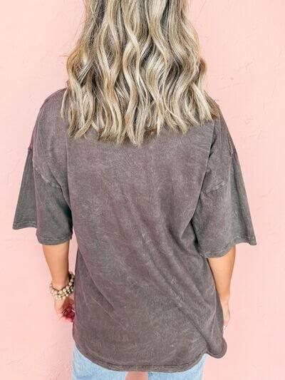 Cheetah Mineral Wash Round Neck Half Sleeve T-Shirt - Clothes For Her Online Store