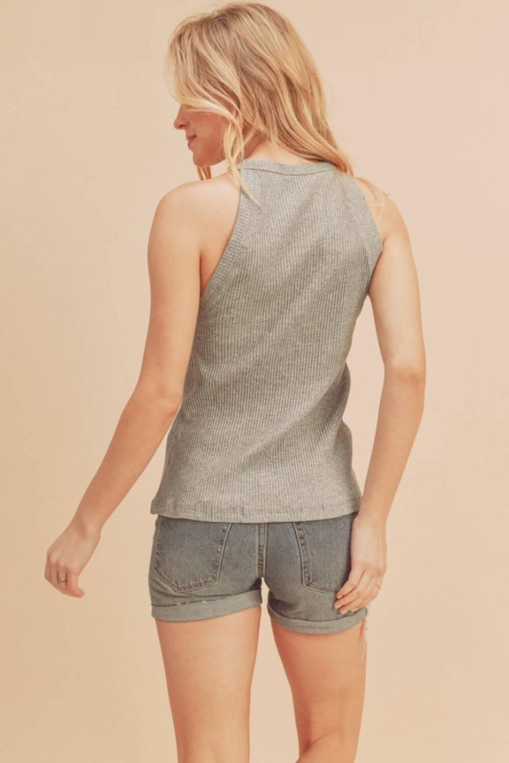 Aemi + Co Ribbed Round Neck Tank - Clothes For Her Online Store