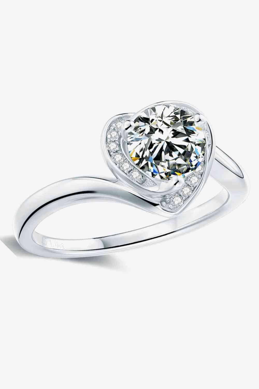 1 Carat Moissanite Heart Ring - Clothes For Her Online Store