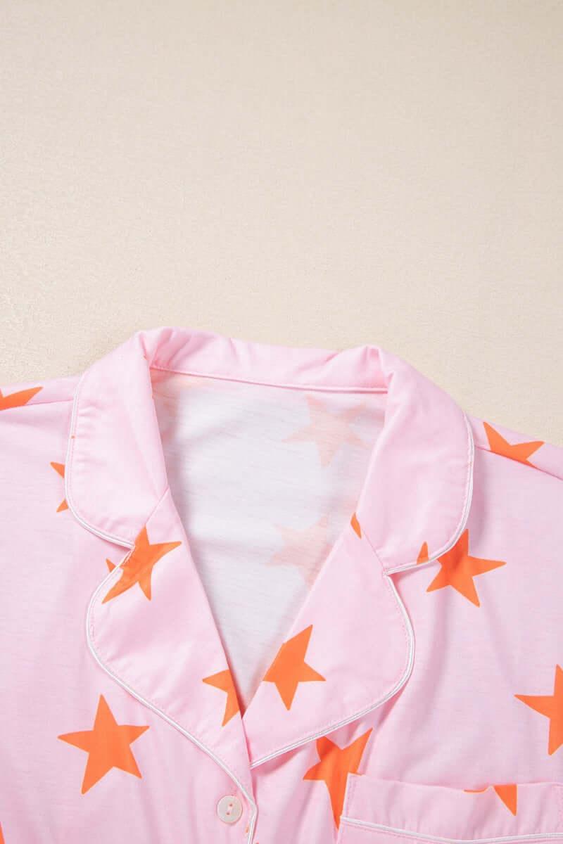 Star Print Short Sleeve Shirt and Shorts Set - Clothes For Her Online Store