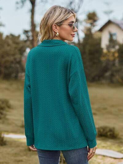 Johnny Collar Long Sleeve Top - Clothes For Her Online Store