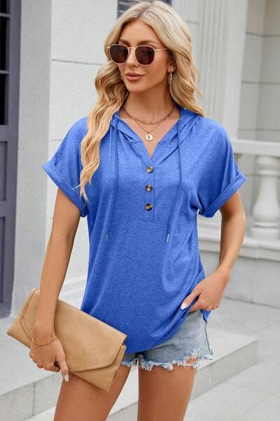 Florira Hooded Short Sleeve T-Shirt - Clothes For Her Online Store
