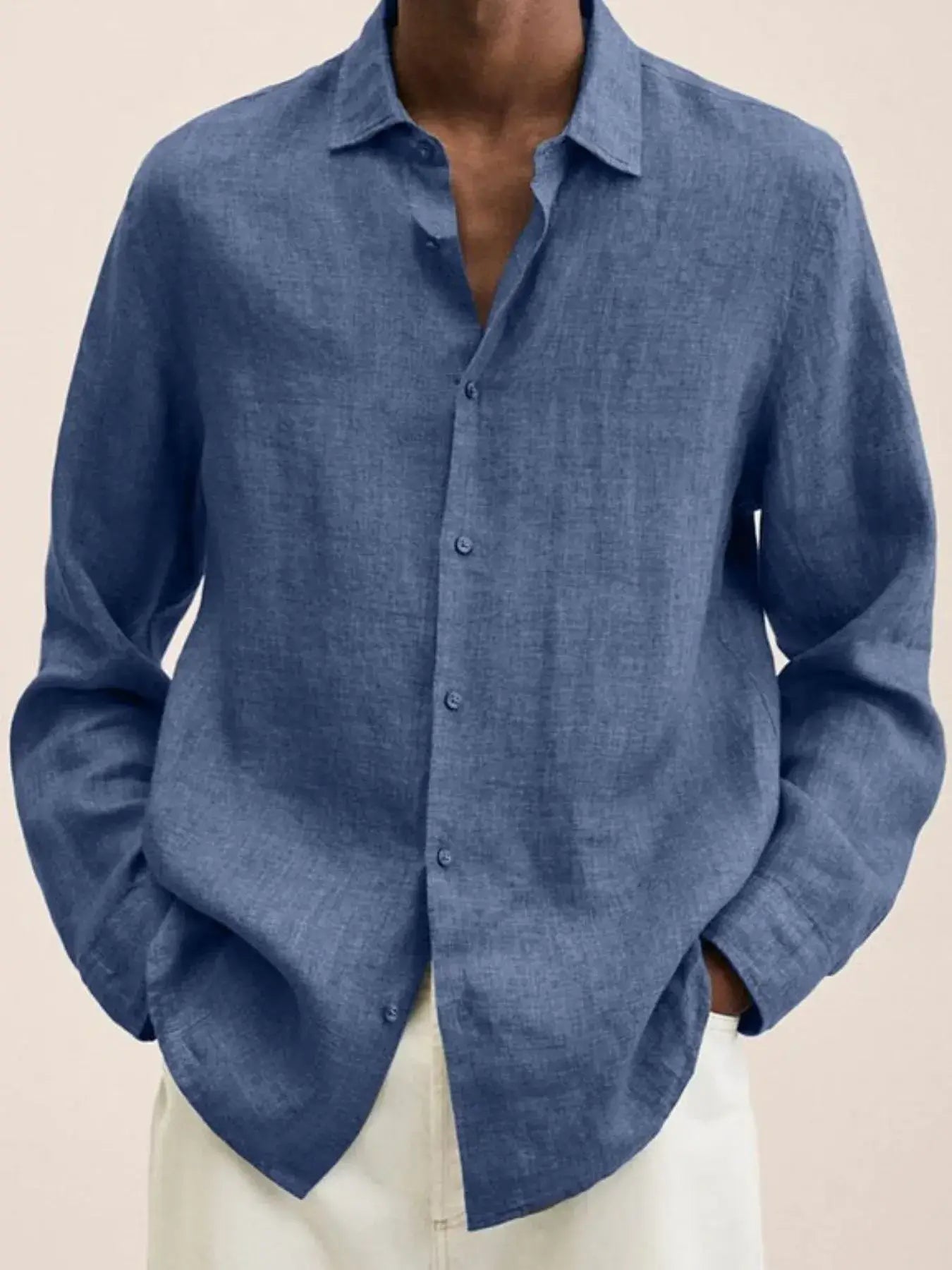 Men's Full Size Button-Down Long Sleeve Shirt Plus Size