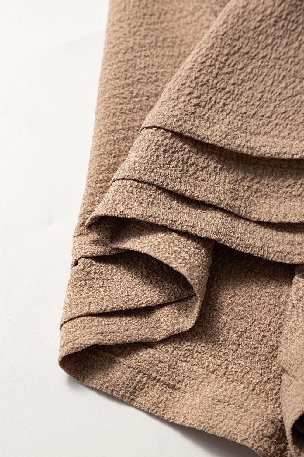 Textured Tiered Edge High Waist Shorts - Clothes For Her Online Store