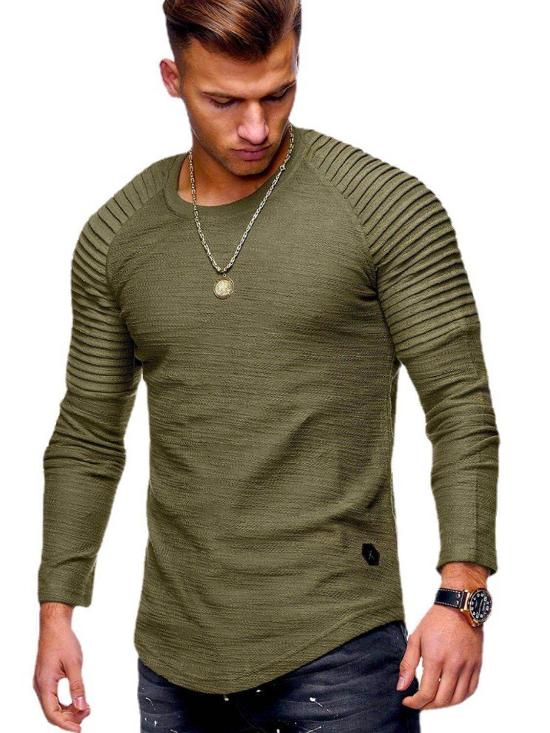 Men's Plus Size Round Neck Long Sleeve T-Shirt