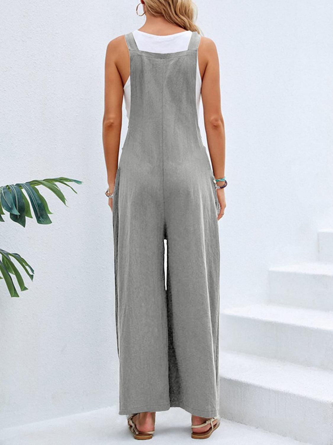 Full Size Square Neck Wide Strap Overalls - Clothes For Her Online Store