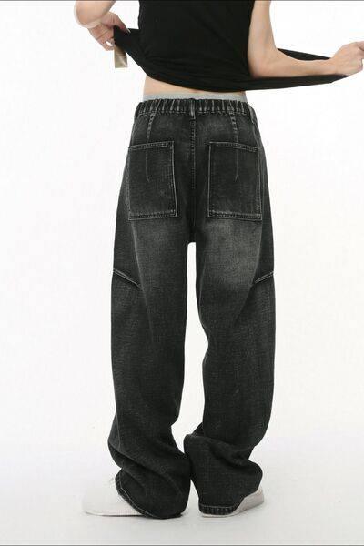Panelled Straight Leg Jeans - Clothes For Her Online Store