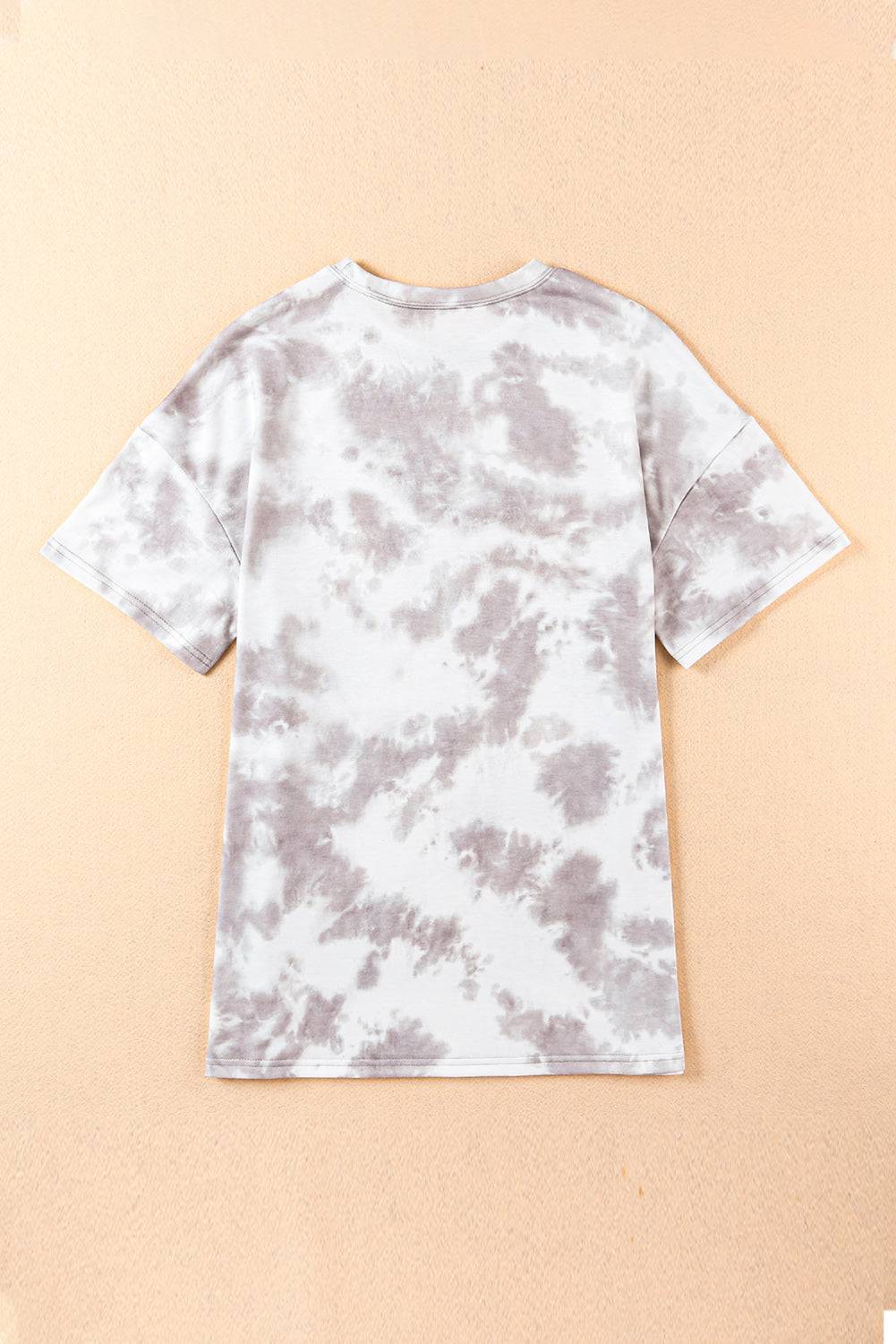 Tie-Dye Round Neck Short Sleeve Tunic Tee - Clothes For Her Online Store