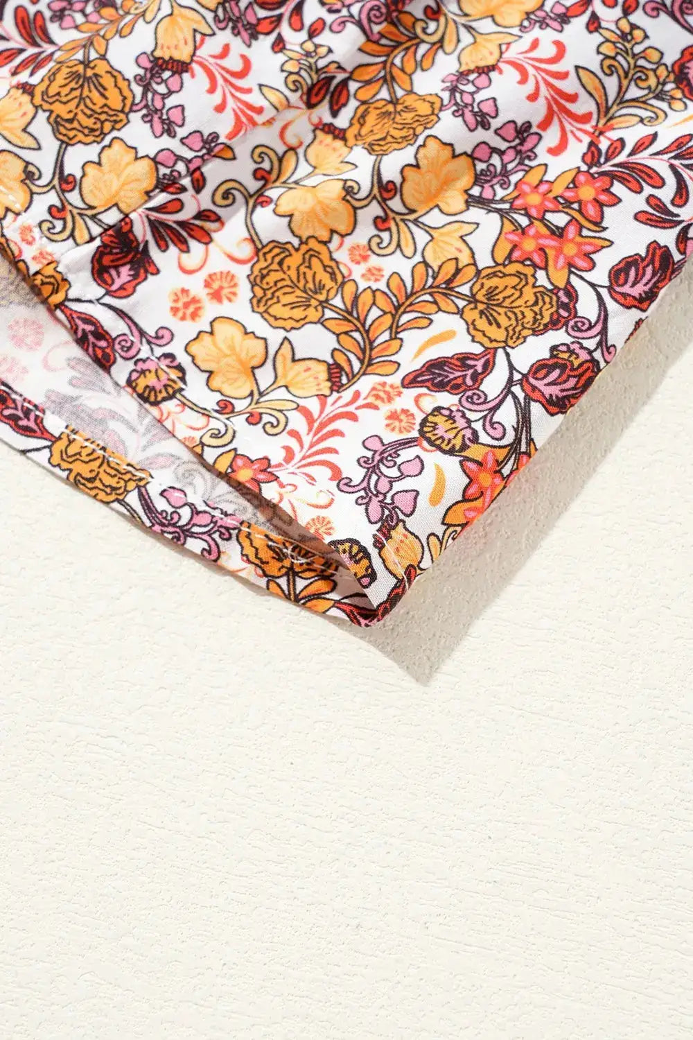 Floral Print Knot V Neck Ruffled Sleeve Blouse - Clothes For Her Online Store