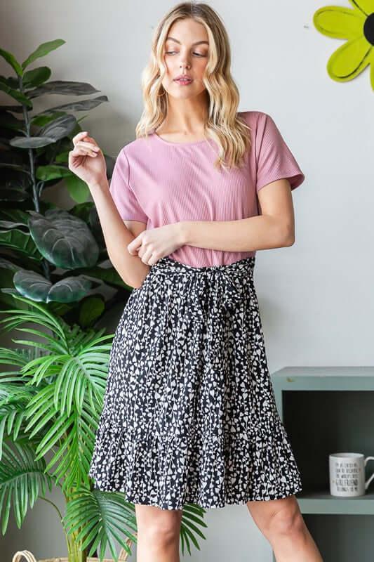 Heimish Full Size Short Sleeve Solid And Animal Print Mini Dress Plus Size - Clothes For Her Online Store