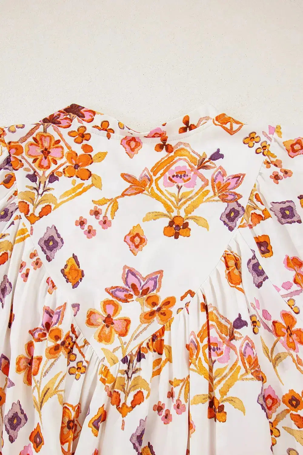 Printed Tie Neck Cap Sleeve Mini Dress
