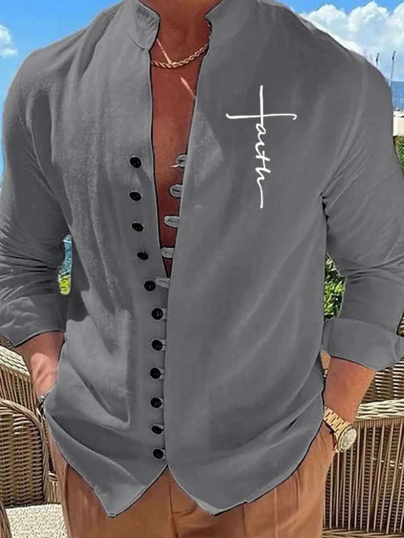 Men's Full Size Button Down Casual Shirt Plus Size