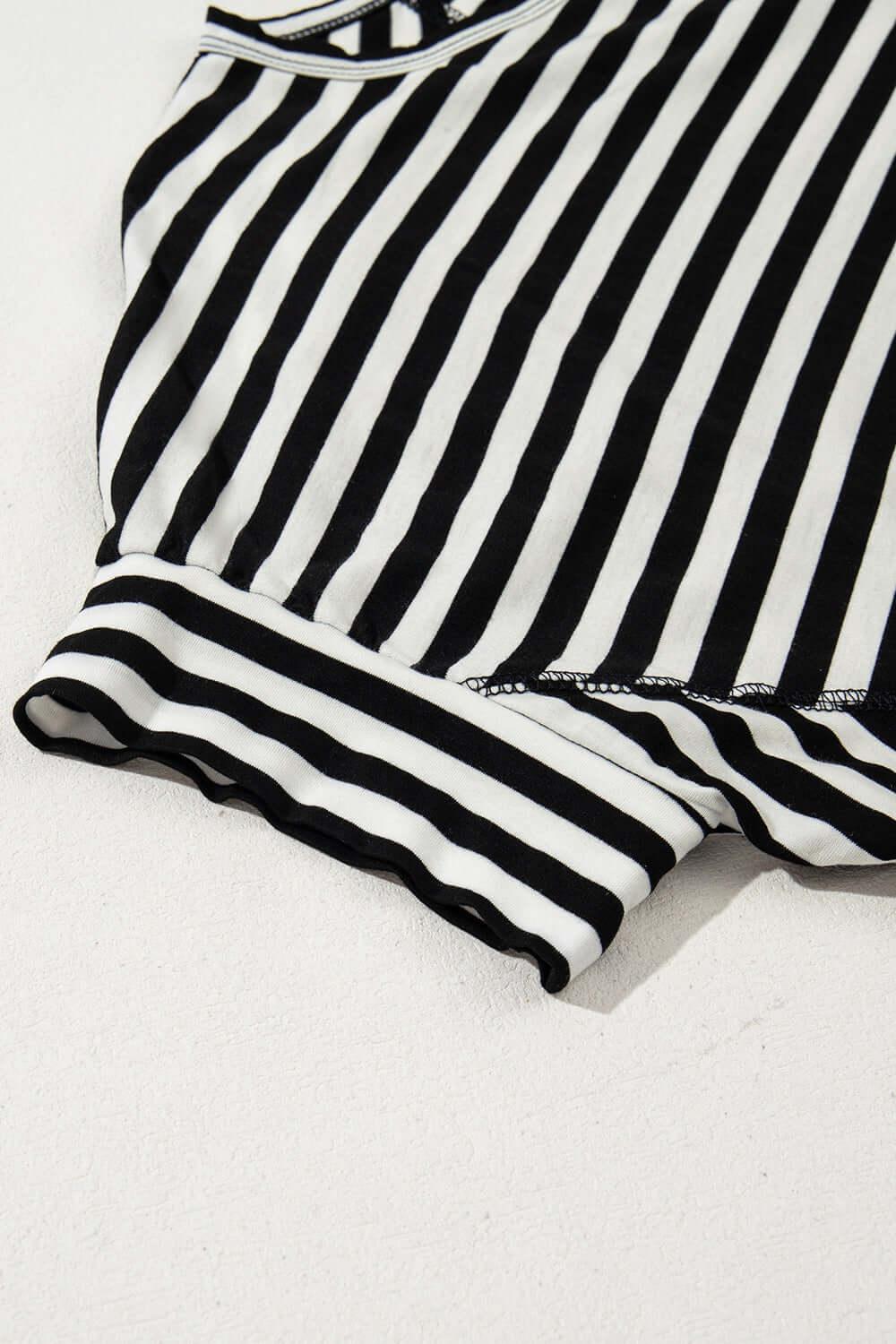 Stripe Batwing Sleeve Round Neck Oversized Top - Clothes For Her Online Store
