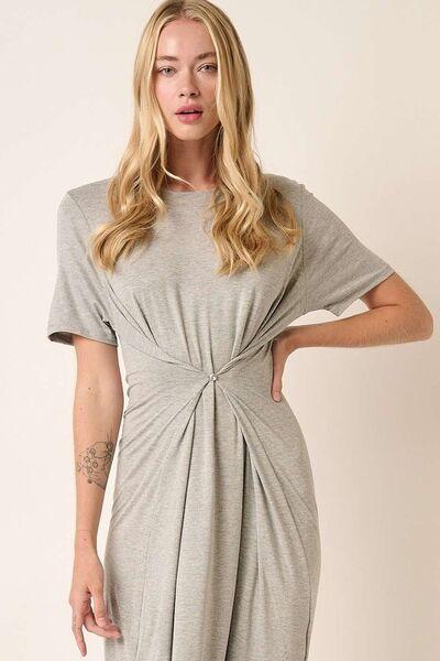 Mittoshop Side Slit Round Neck Short Sleeve Dress - Clothes For Her Online Store