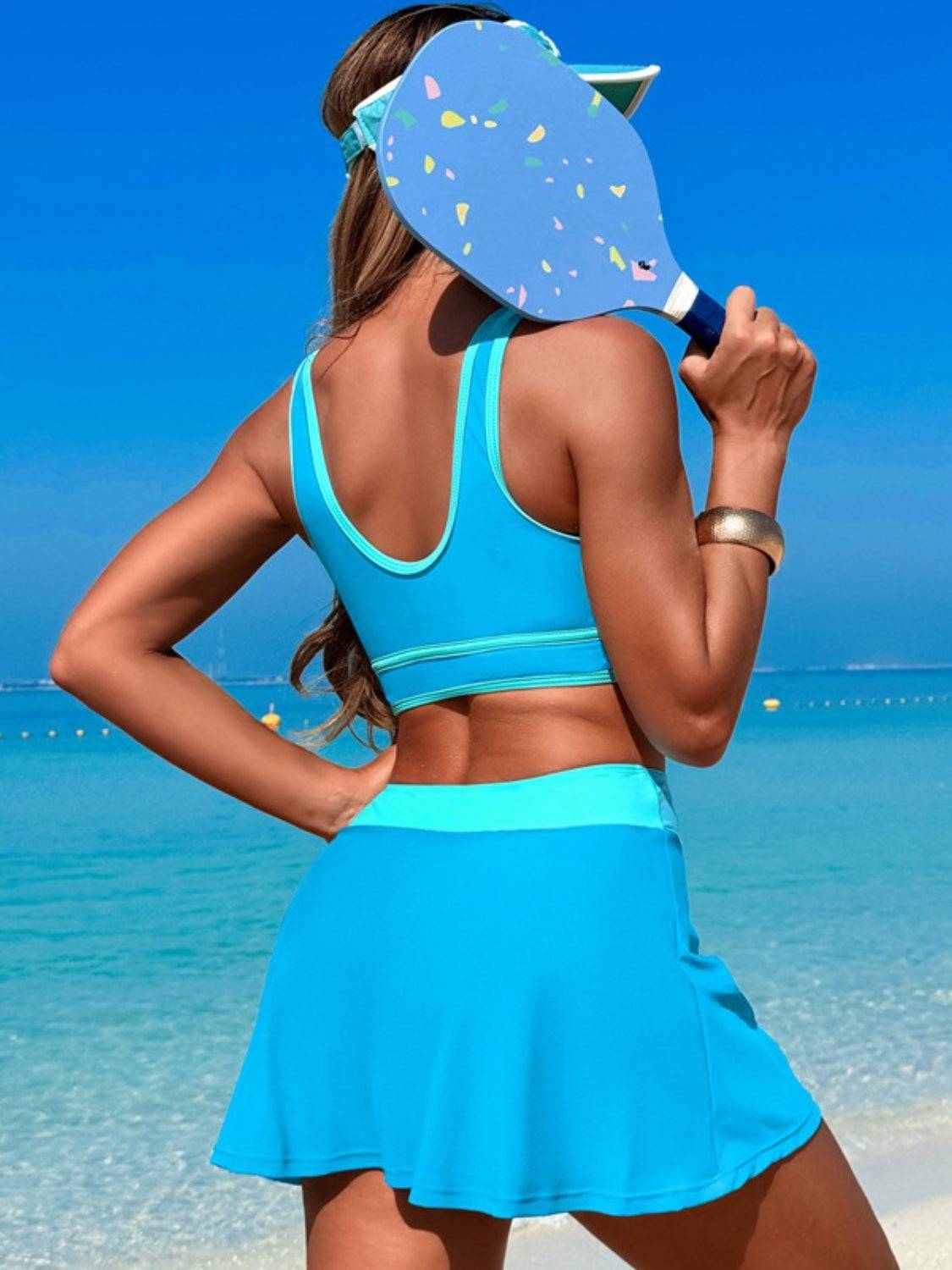 Scoop Neck Top and Skort Swim Set - Clothes For Her Online Store