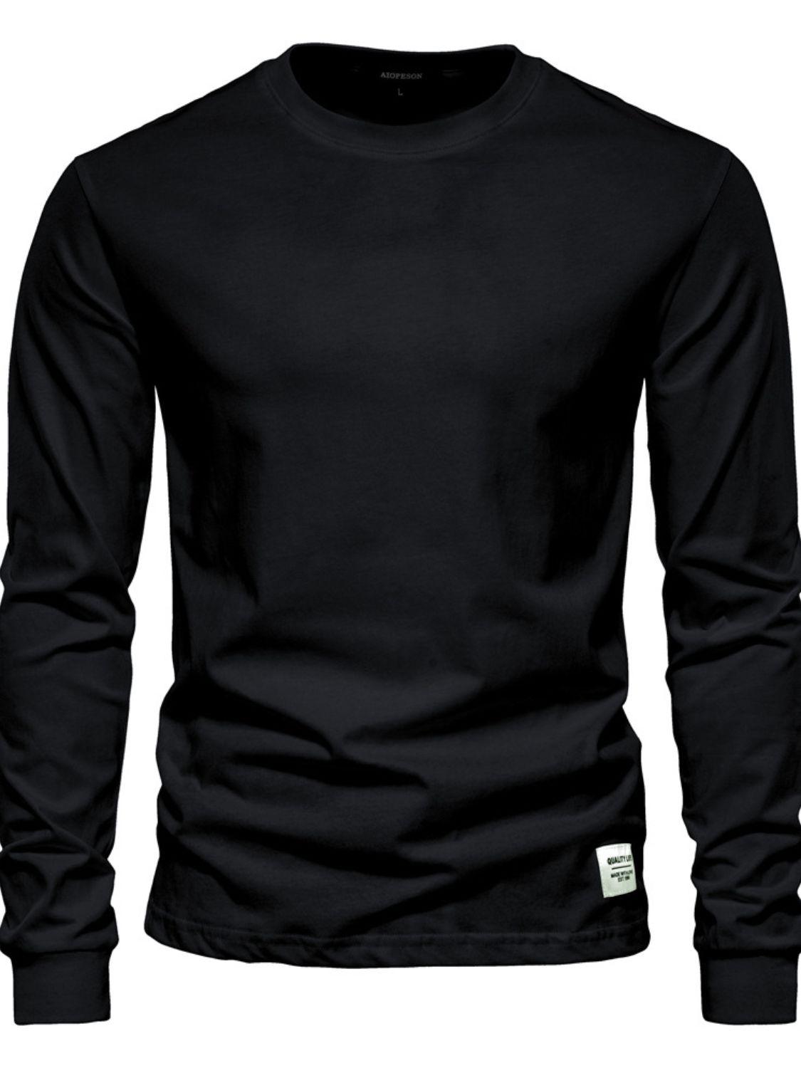 Men's Full Size Round Neck Long Sleeve T-Shirt Plus Size - Clothes For Her Online Store