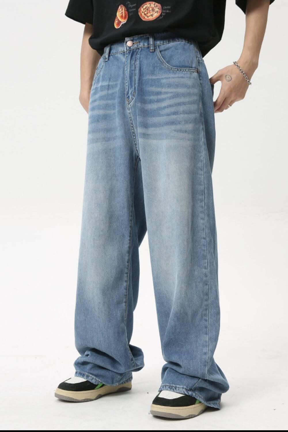 Men's Washed Straight Jeans - Clothes For Her Online Store
