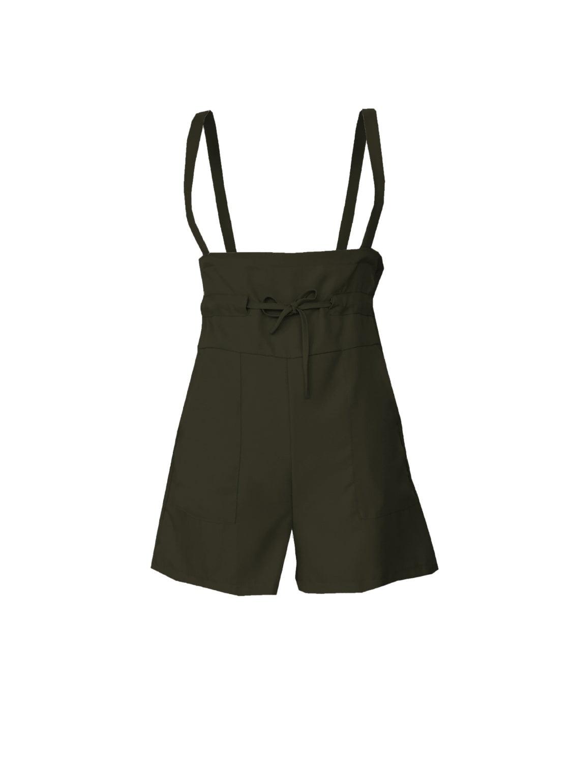 Drawstring Wide Strap Overalls with Pockets - Clothes For Her Online Store