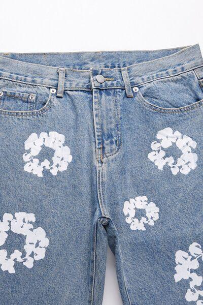 Men's Graphic Straight Leg Jeans - Clothes For Her Online Store