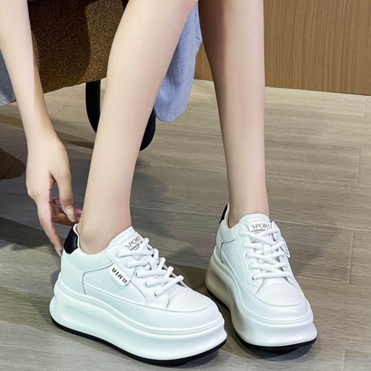 Lace Up Round Toe Platform Sneakers - Clothes For Her Online Store
