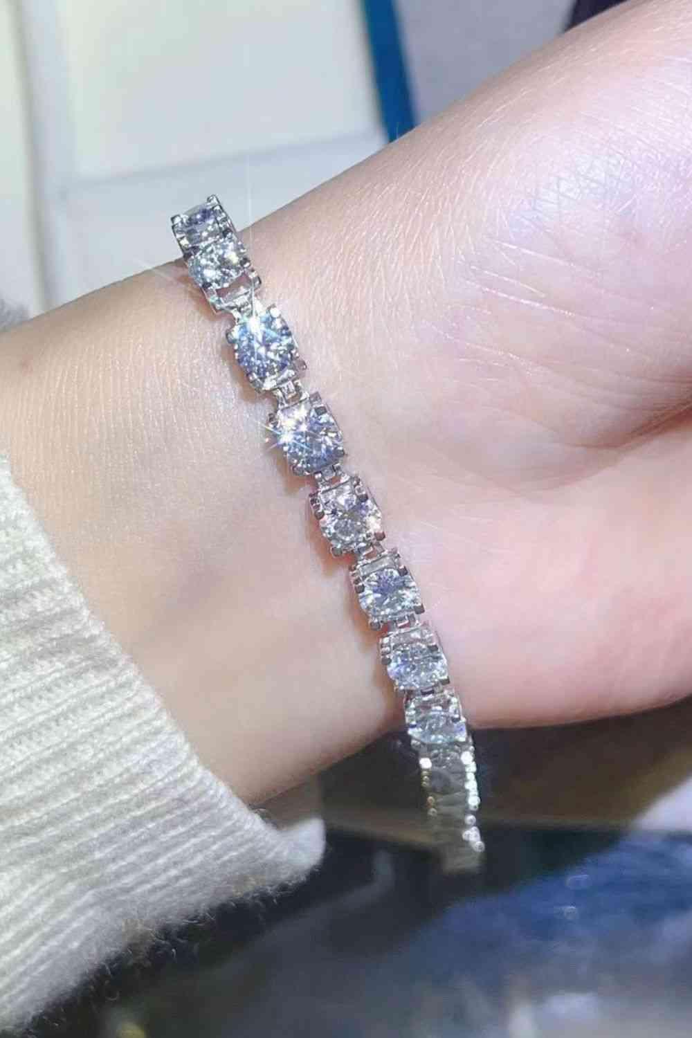 10 Carat Moissanite Platinum-Plated Bracelet - Clothes For Her Online Store