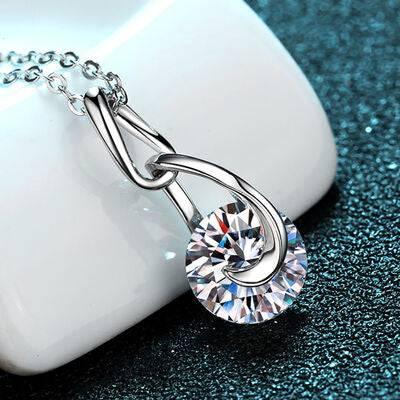 2 Carat Moissanite 925 Sterling Silver Necklace - Clothes For Her Online Store