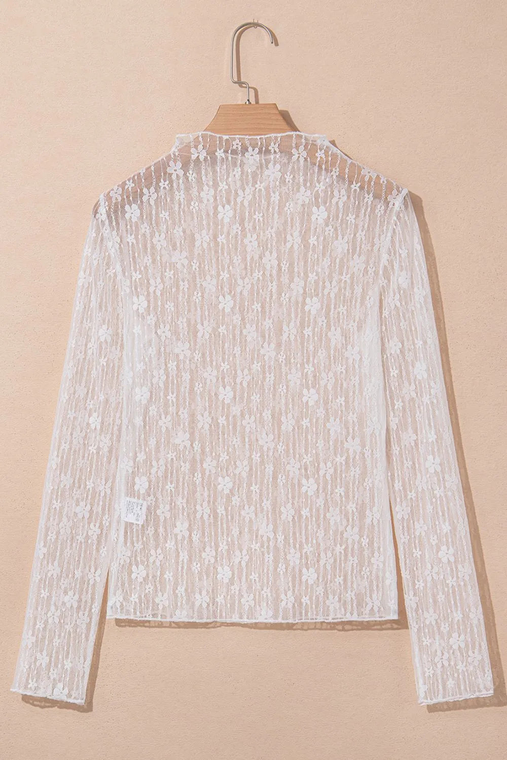 Sheer Floral Lace Long Sleeve Slim Fit Top