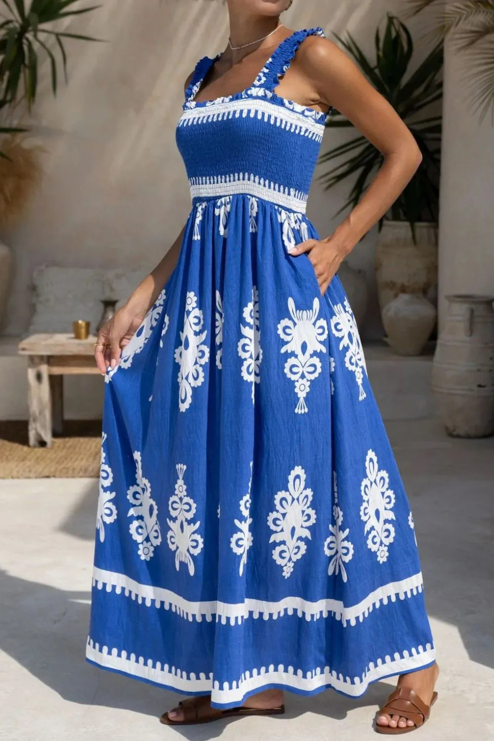 Printed Square Neck Cami Dress