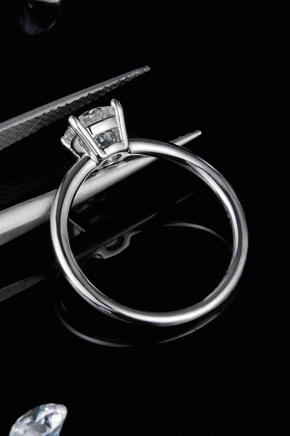 1 Carat Moissanite 925 Sterling Silver Solitaire Ring - Clothes For Her Online Store